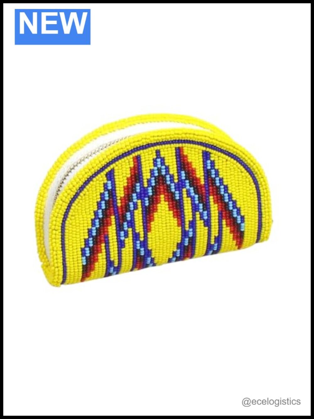 Handmade Beaded Coin Purse with Zipper - Czech Glass Seed Beads, Leather,